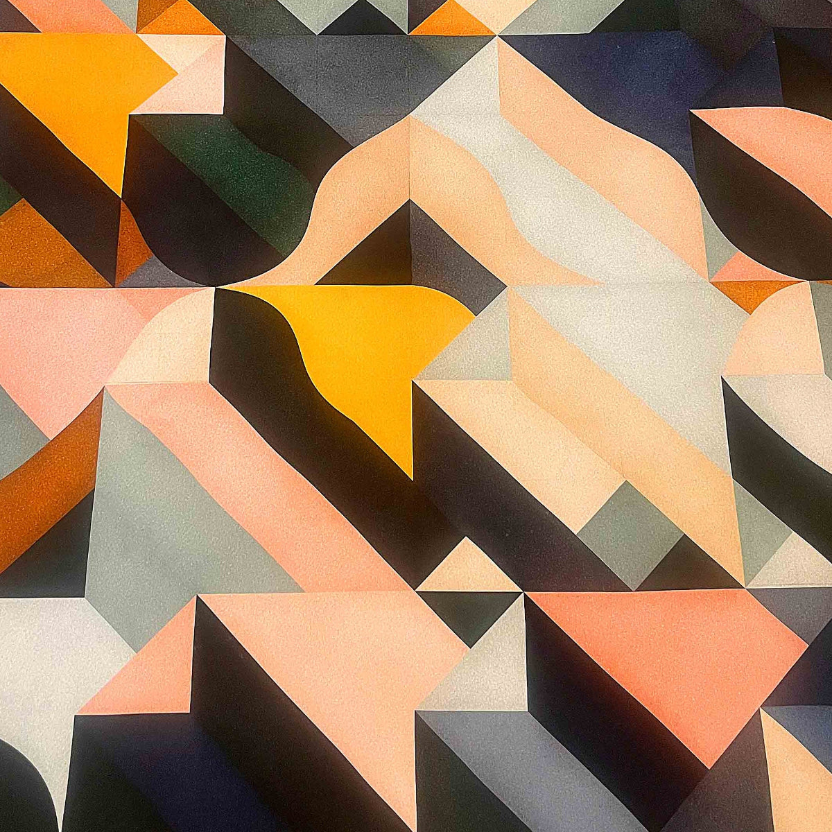 Geometric patterned paper on a wooden surface with a ruler